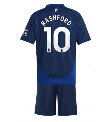 Manchester United Marcus Rashford #10 Bortatröja Barn 2024-25 Kortärmad (+ Korta byxor)